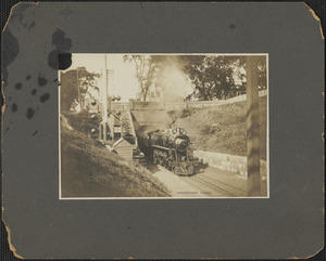 Train exiting tunnel at south end of tunnel under Vernon St., before 1906