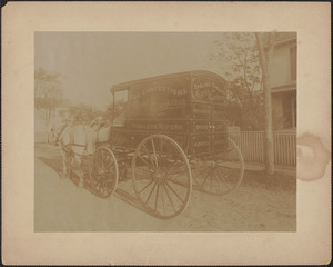 Horse and wagon, Fine Confections, Newburyport, along Parker Street, Newbury, c. 1890
