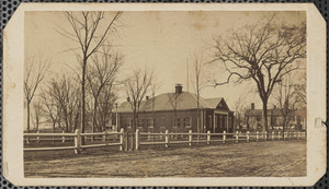 Carte de visite of the North School House on the mall, circa early 1860s