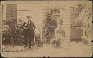 Grandfather Charles Dame, Grandmother Frances Amelia Dame, Aunt Graces Maria Dame, at home, 28 High St. Newburyport, about 1885