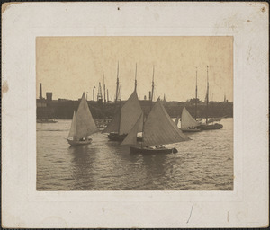 Race day at American Yacht Club, incoming tide, circa 1900