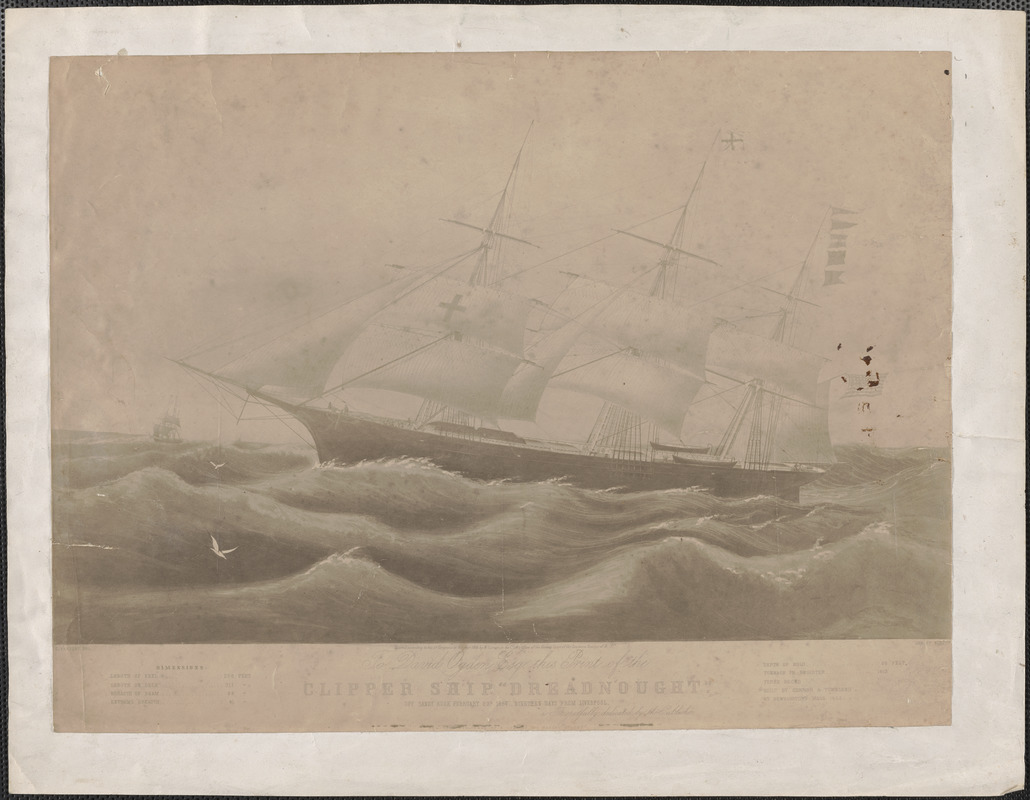 Clipper Ship Dreadnought off Sandy Hook February 23d 1854, nineteen days from Liverpool