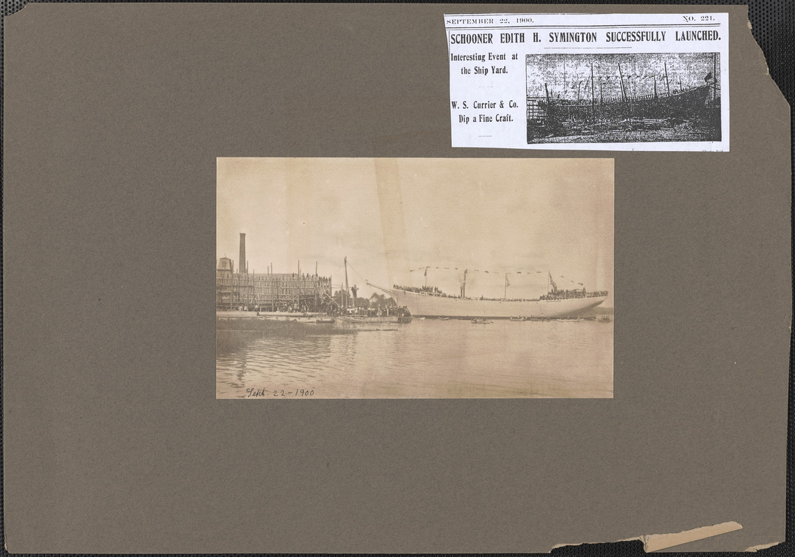 Launching of Schooner Edith H. Symington, Sept. 22, 1900