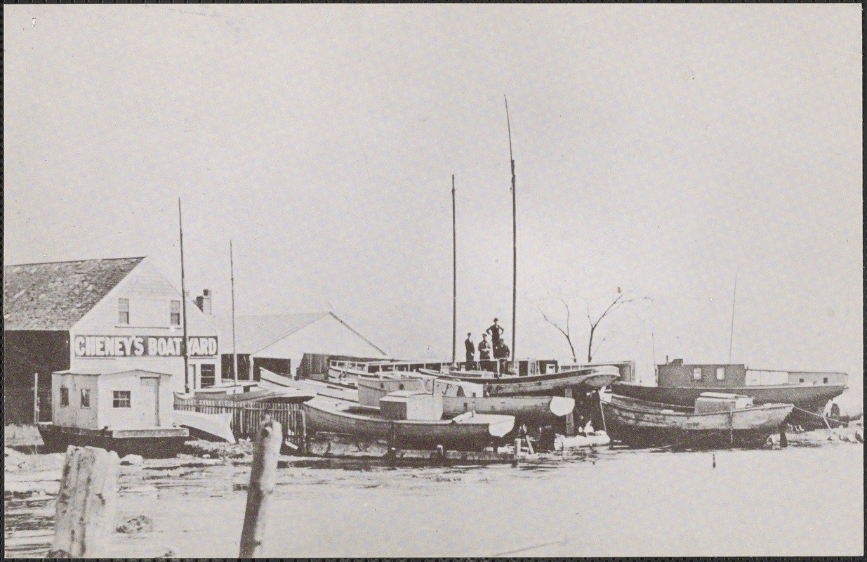 Robert Cheney's Boat Yard on Ring's Island, MA, circa 1915