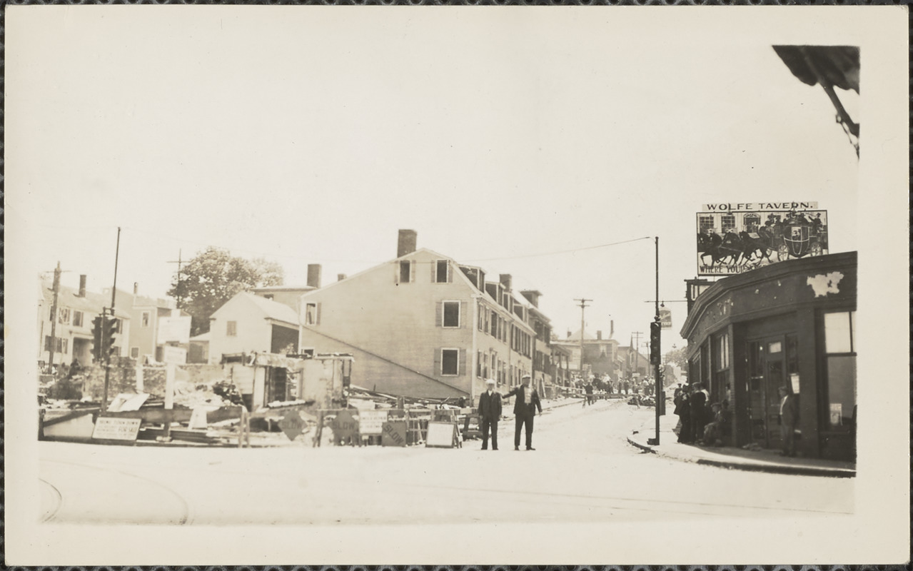 Looking up Winter St. from Merrimac, Newburyport before new roadway built taking Summer and Winter Streets, July 1934