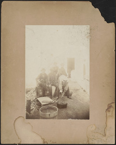Standing, Stephen H. Furlong, Daniel Nutting, seated, Samuel F. Furlong, Walter Bradbury, with digger, Benjamin Stevens
