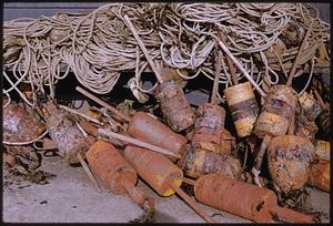 Pile of ropes and buoys