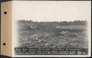 Contract No. 80, High Level Distribution Reservoir, Weston, spoil area looking southwest from a point 150 feet+/- northwest of Sta. 53+/-, high level distribution reservoir, Weston, Mass., Aug. 4, 1939