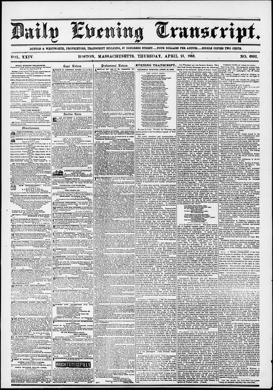 Daily Evening Transcript. April 21, 1853 - Digital Commonwealth