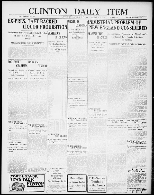 Clinton Daily Item March 19 1930 Digital Commonwealth clinton-daily-item-march-19-1930-digital-commonwealth