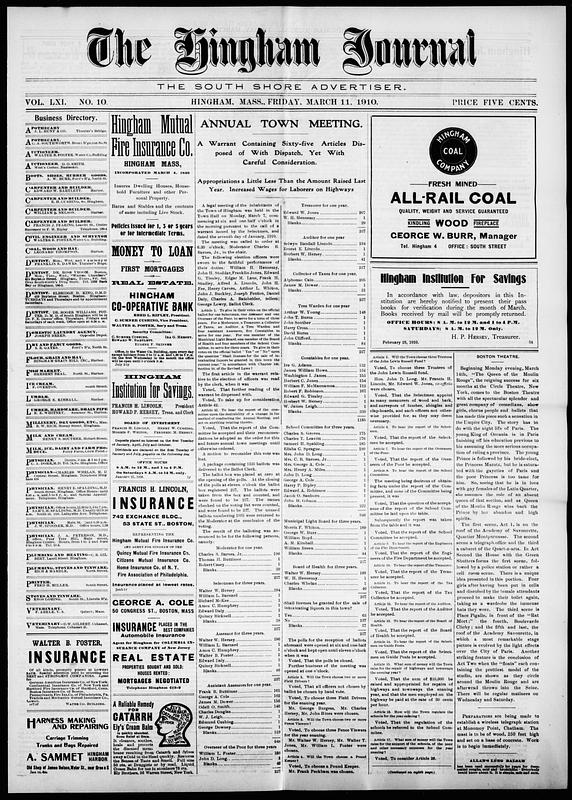Hingham Journal March 11 1910 Digital Commonwealth