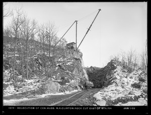 Relocation Central Massachusetts Railroad, rock cut, east of station 134, Clinton, Mass., Jan. 1, 1903