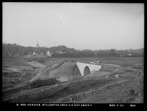 Wachusett Reservoir, Stillwater Arch and highway embankment, Oakdale, West Boylston, Mass., Nov. 9, 1903
