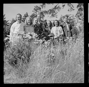 Group with flowers