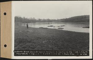 Danforth Brook above bridge on Hardwick-Gilbertville Road, drainage area = 5 square miles, flow 68 cubic feet per second = 13.6 cubic feet per second per square mile, Hardwick, Mass., 4:15 PM, Apr. 4, 1933