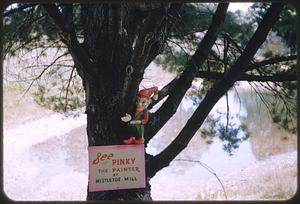 Elf in tree, Santa's Land