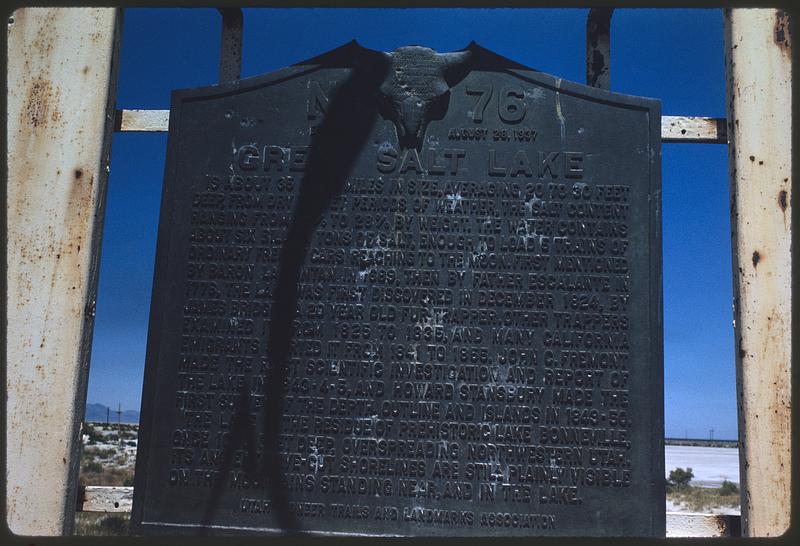 Plaque marking Great Salt Lake, Utah