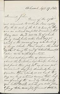 Letter from Thomas F. Cordis to John D. Long, September 19, 1868