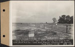 Contract No. 85, Manufacture and Delivery of Precast Concrete Steel Cylinder Pipe, Southborough, Framingham, Wayland, Natick, Weston, looking southeast from Speen Street showing area used by the Lock Joint Pipe Co., Natick, Mass., Sep. 5, 1940