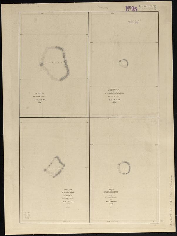 St. Pablo, Paumotu Group ; Nukutipipi or Margaret Island, Paumotu Group ; Heretua or Archangel of Quiros, Paumotu Group ; Teku or Four Crowns of Quiros, Paumotu Group