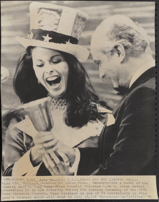 Miss U.S.A. shows off the Liberty Bell