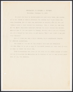 Sacco-Vanzetti Case Records, 1920-1928. Prosecution Papers. Memos by M.E. Stewart, February 1921. Box 27, Folder 4, Harvard Law School Library, Historical & Special Collections