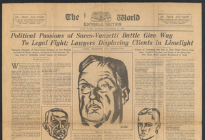 Sacco-Vanzetti Case Records, 1920-1928. Prosecution Papers. Clipping: New York World, October 3, 1926. Box 27, Folder 7, Harvard Law School Library, Historical & Special Collections
