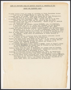 Sacco-Vanzetti Case Records, 1920-1928. Prosecution Papers. List of Property held by Captain William H. Proctor in the Sacco and Vanzetti Case, n.d. Box 27, Folder 15, Harvard Law School Library, Historical & Special Collections