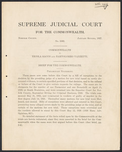 Sacco-Vanzetti Case Records, 1920-1928. Prosecution Papers. Printed materials. Box 27, Folder 26, Harvard Law School Library, Historical & Special Collections