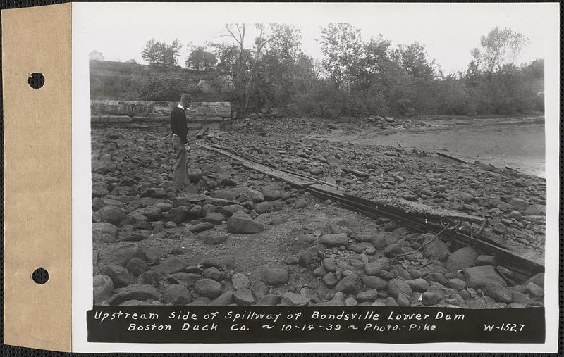 Upstream side of spillway of Bondsville lower dam, Boston Duck Co