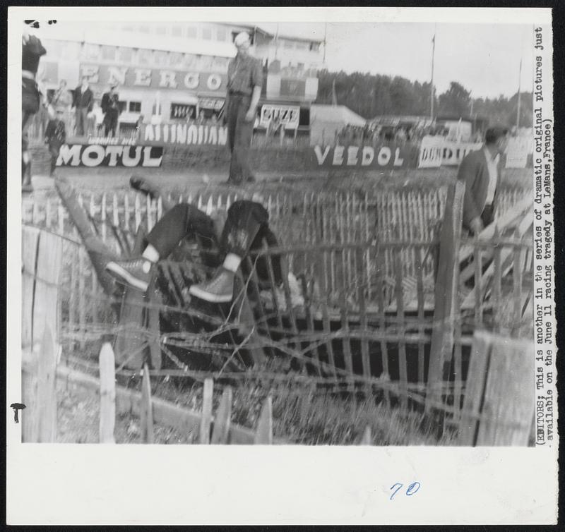 (Editors; This is another in the series of dramatic original pictures just available on the June 11 racing tragedy in LeMans, France.)