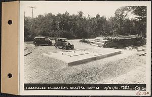 Contract No. 14, East Portion, Wachusett-Coldbrook Tunnel, West Boylston, Holden, Rutland, head house foundation, Shaft 4, Rutland, Mass., Aug. 31, 1931