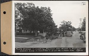 Contract No. 70, WPA Sewer Construction, Rutland, Maple Avenue, looking back at Sta. 14+25, Rutland Sewer Line, Rutland, Mass., Jun. 21, 1940