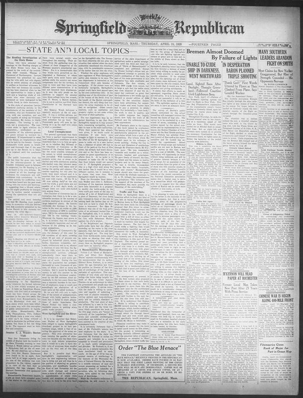 Springfield Weekly Republican. April 19, 1928 - Digital Commonwealth