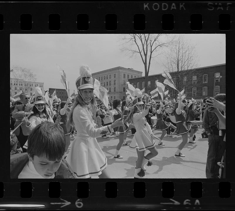 Baton twirlers greeting President Gerald Ford in Concord, New Hampshire