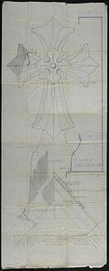 Full-scale drawing of marble cross on northwest gable