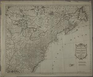 Map of the United States in North America with the British, French and Spanish dominions adjoining