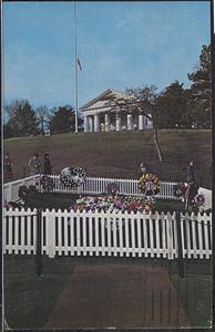 Grave of John F. Kennedy, the 35th president of the United States, overlooking the nation's capital from Arlington National Cemetery