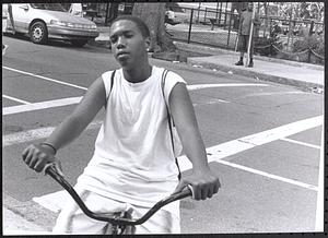 Young man on a bicycle