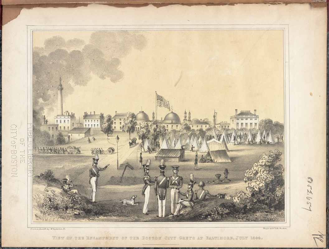View of the encampment of the Boston city greys at Baltimore, July 1844.