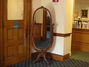 American golden oak dressing mirror