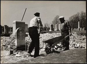 Placing the old stones in the new cemetery