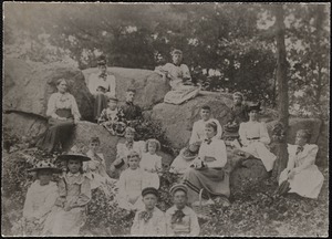 Kings daughters picnic in woods off Cedar Street, East Weymouth, Aug. 1893
