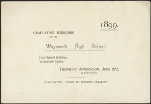 Graduating exercises of the Weymouth High School, 1899