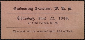 Graduating exercises W.H.S. - admission tickets