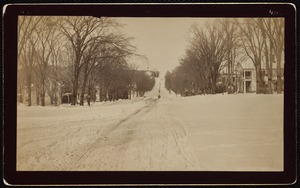 Lenox: snow-covered Main Street facing north at Housatonic & Main Streets
