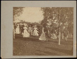 Wedding guests dancing on the lawn at Edith Parsons Morgan's wedding