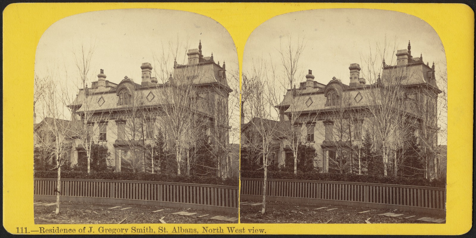 Residence of J. Gregory Smith, St. Albans, north west view