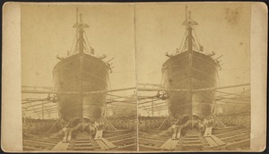 Bow of ship while in drydock