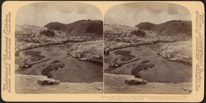 Roxelane River Valley - once filled with charming homes - from bridge covered with Mont Pelée's ashes, St. Pierre, Martinique